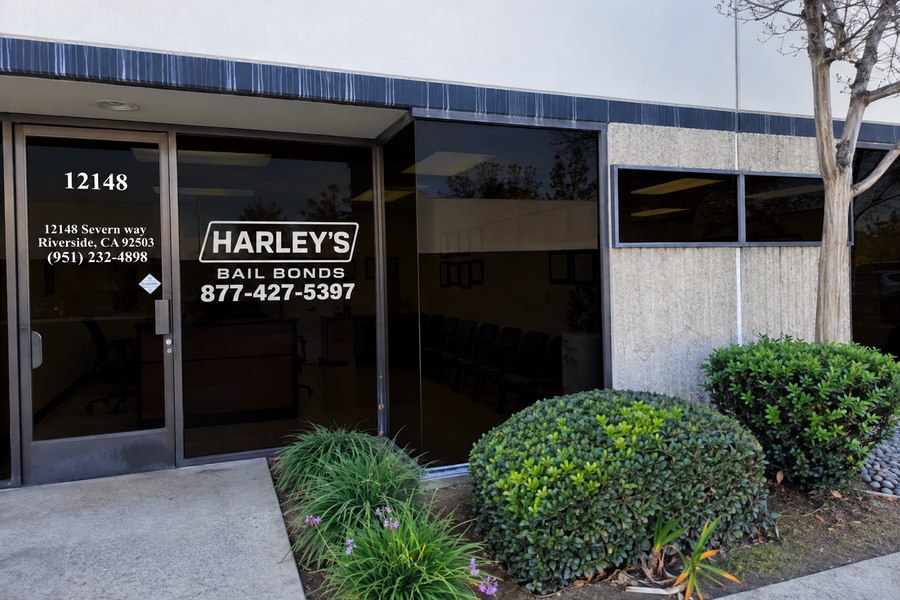 Harley's Bail Bonds office at 12148 Severn Way, Riverside, CA